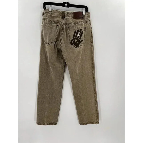 Miskeen Originals Jeans Mens 32X30 90s Y2K Straight Green BAGGY Hip Hop - Picture 1 of 12
